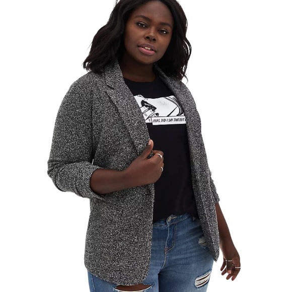 torrid Jackets & Blazers - Torrid Black and White Boucle Boyfriend Blazer